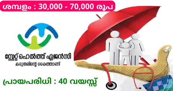 കേരളത്തിലെ വിവിധ ജില്ലകളിൽ ഒഴിവുകൾ സ്റ്റേറ്റ് ഹെൽത്ത് ഏജൻസി അപേക്ഷ ക്ഷണിച്ചു