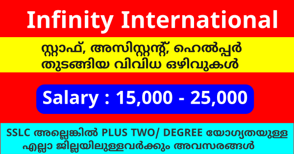 Infinity International ൻ്റെ ഓഫീസുകളിൽ ജോലി ഒഴിവുകൾ