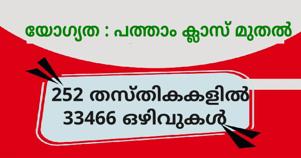 മെഗാ തൊഴില്‍മേള നടത്തുന്നു 33466 ഒഴിവുകൾ