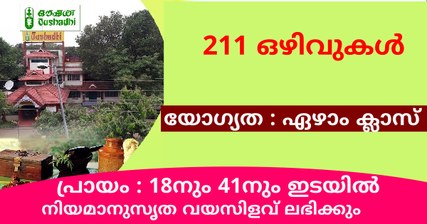 ഔഷധിയിൽ അവസരങ്ങൾ